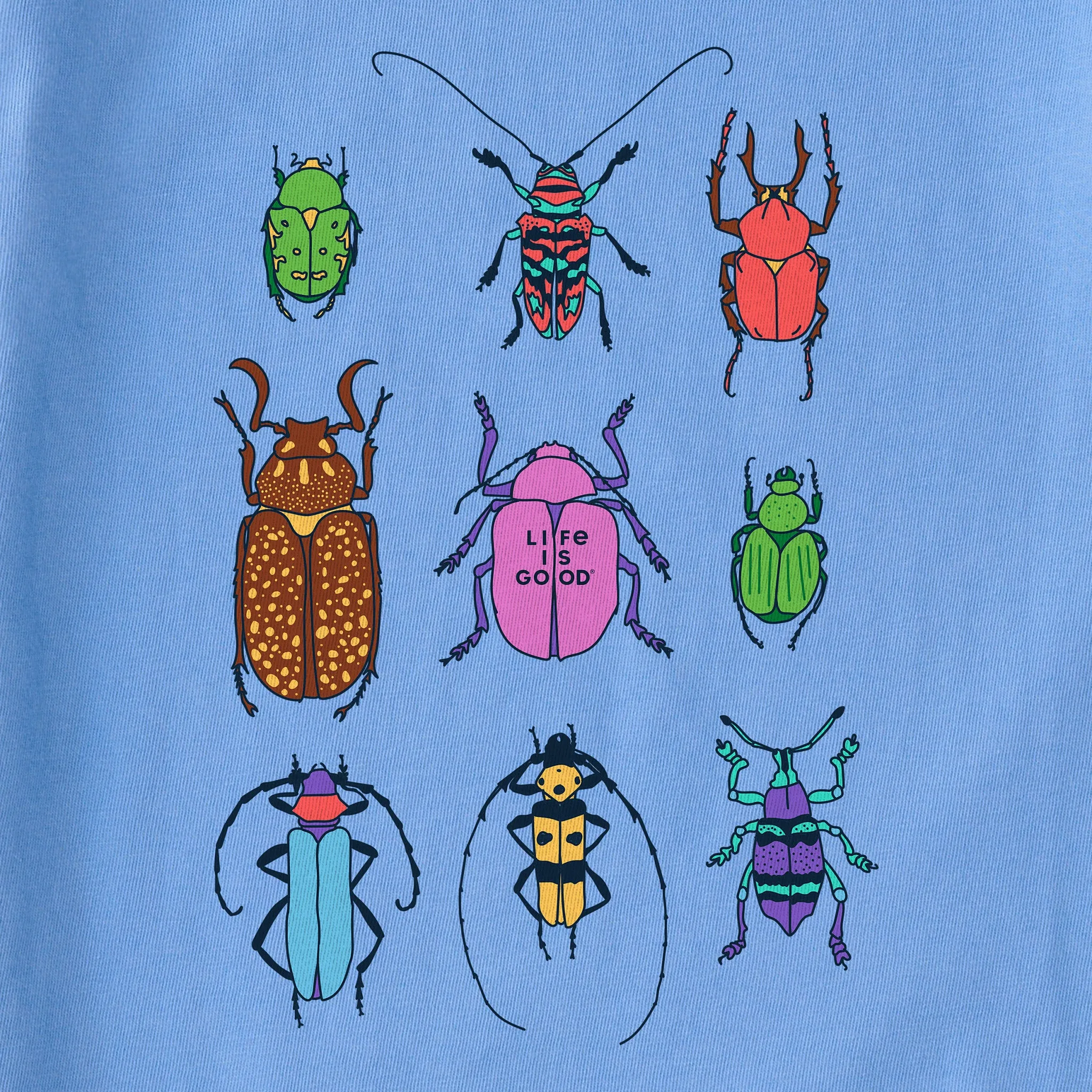 Kids Cool Bug Grid Long Sleeve Crusher Tee Life is Good