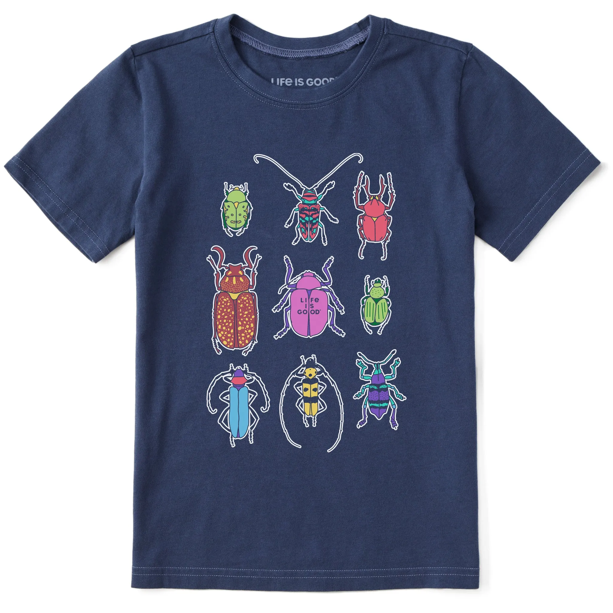 Kids Cool Bug Grid Short Sleeve Crusher Tee Life is Good