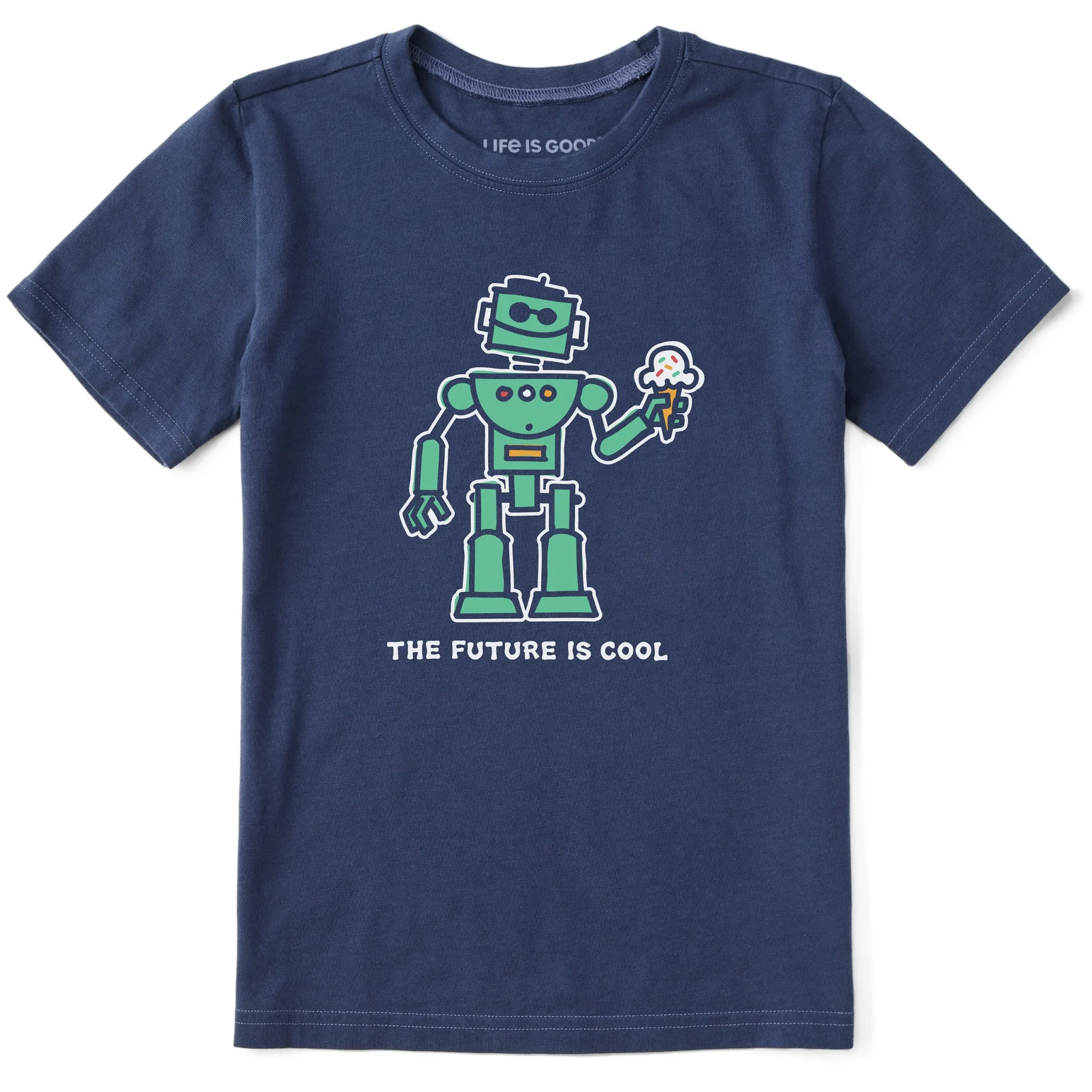 Kids Cool Robot Short Sleeve Crusher Tee Life is Good