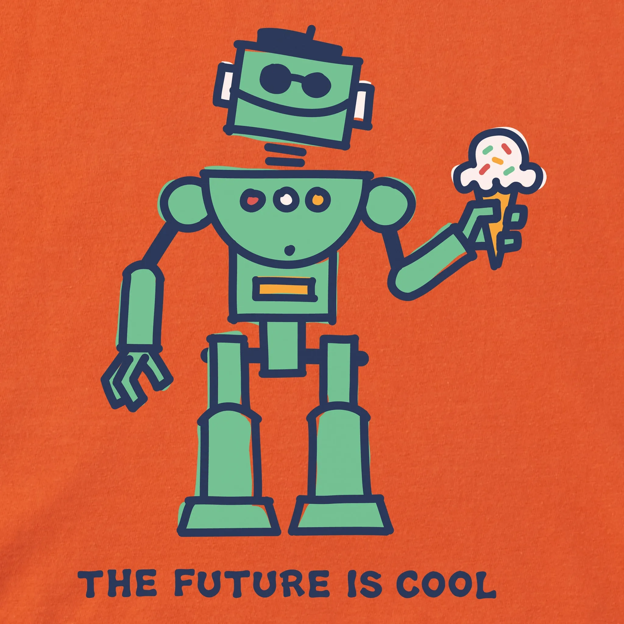Kids Cool Robot Short Sleeve Crusher Tee Life is Good