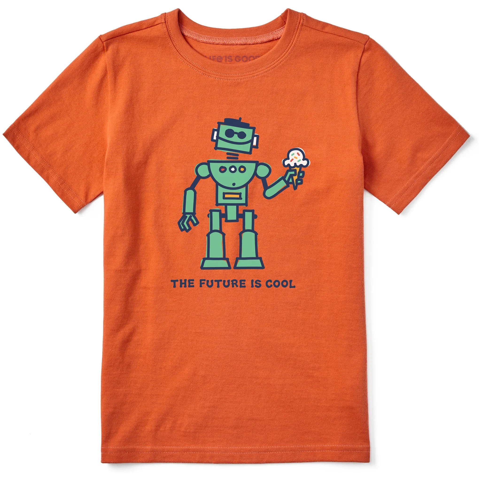Kids Cool Robot Short Sleeve Crusher Tee Life is Good