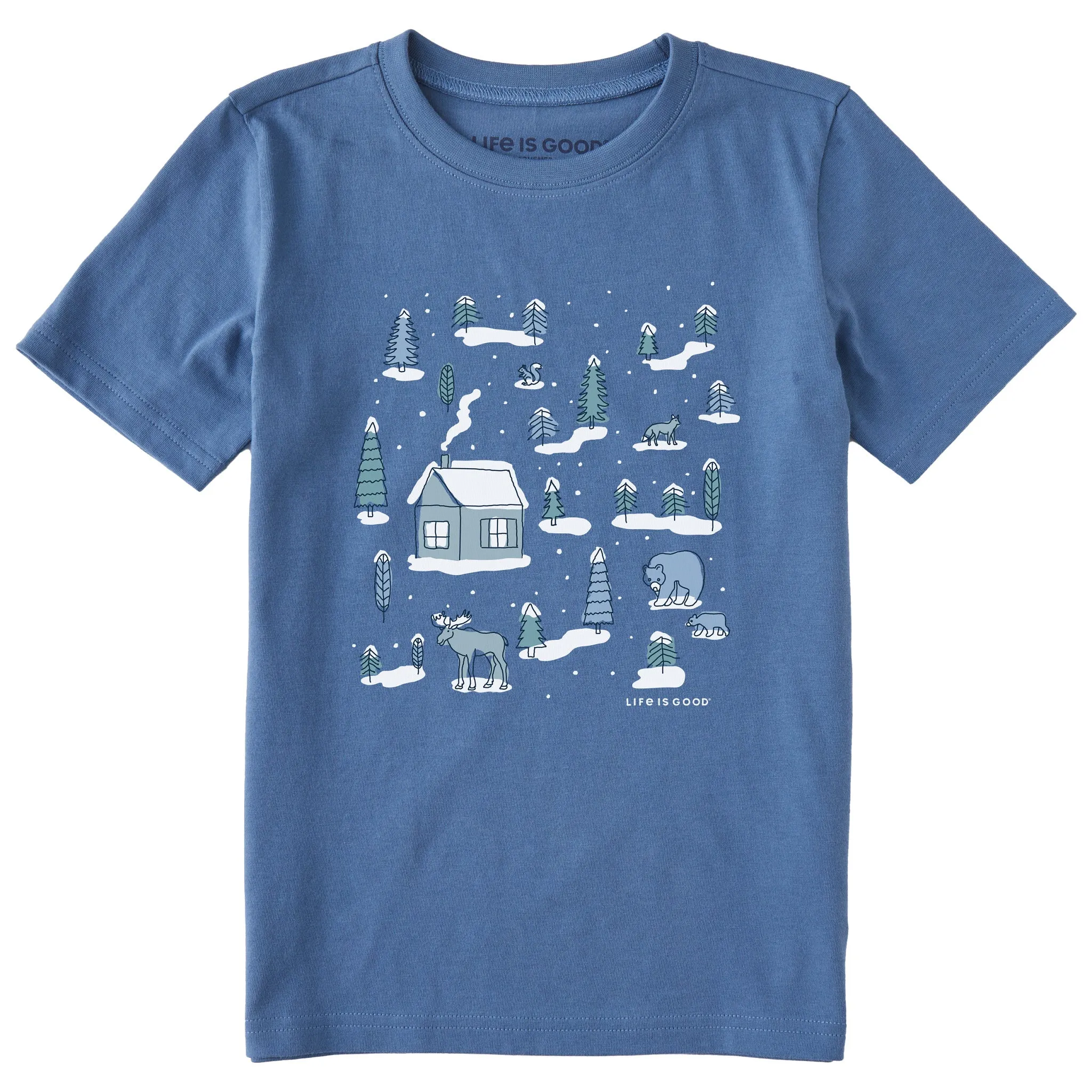 Kids Cottage in the Woods Short Sleeve Crusher Tee Life is Good