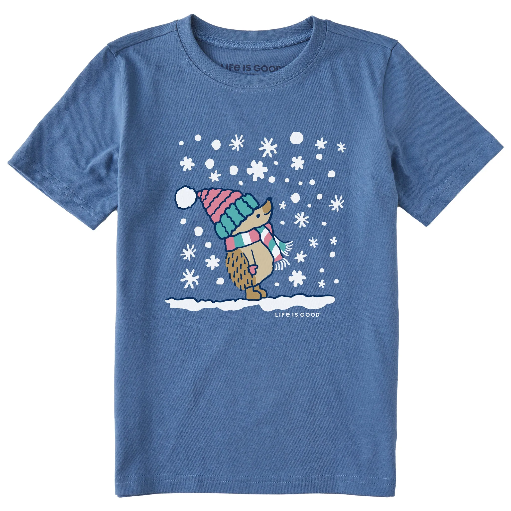 Kids Cozy Hedgehog Short Sleeve Crusher Tee Life is Good