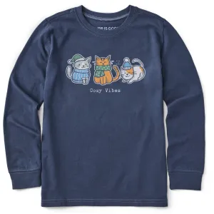 Kids Cozy Vibes Kittens Long Sleeve Crusher Tee Life is Good
