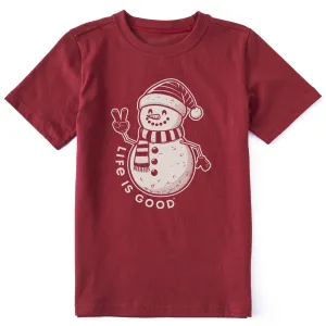 Kids Crafty Snowman Long Sleeve Crusher Tee Life is Good