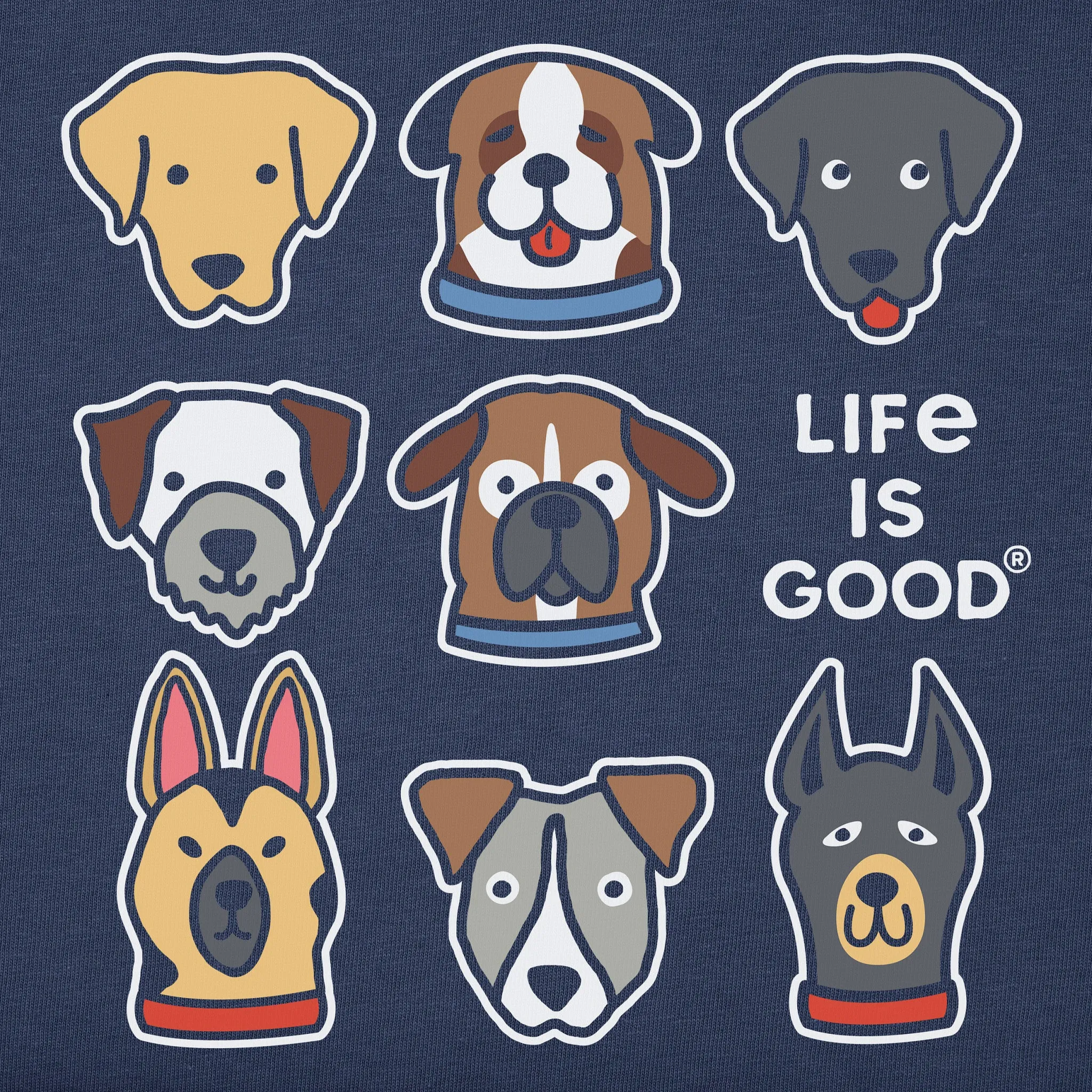 Kids Cute Dogs Long Sleeve Crusher Tee Life is Good