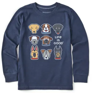 Kids Cute Dogs Long Sleeve Crusher Tee Life is Good