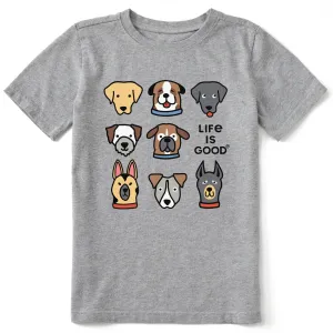 Kids Cute Dogs Short Sleeve Crusher Tee Life is Good