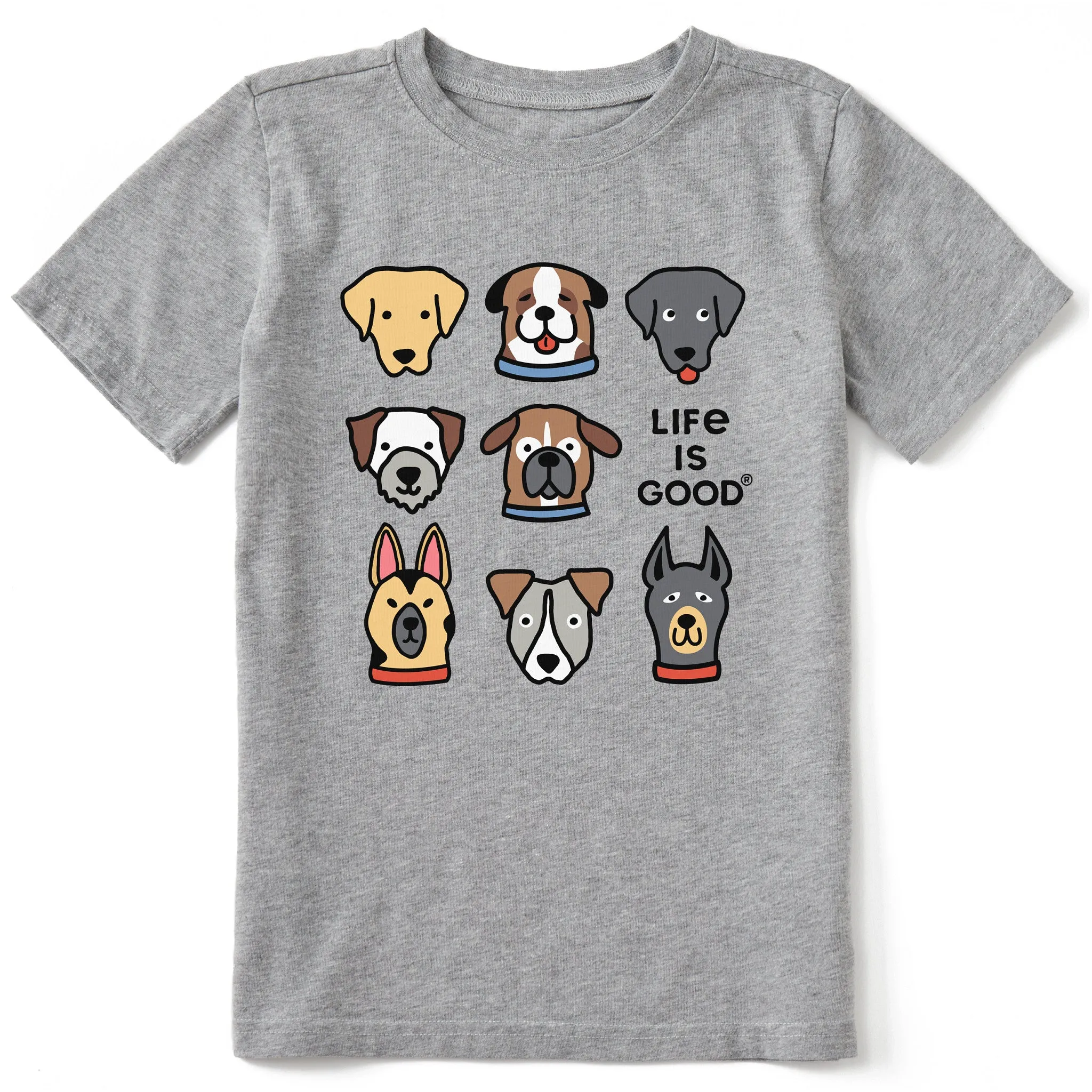 Kids Cute Dogs Short Sleeve Crusher Tee Life is Good