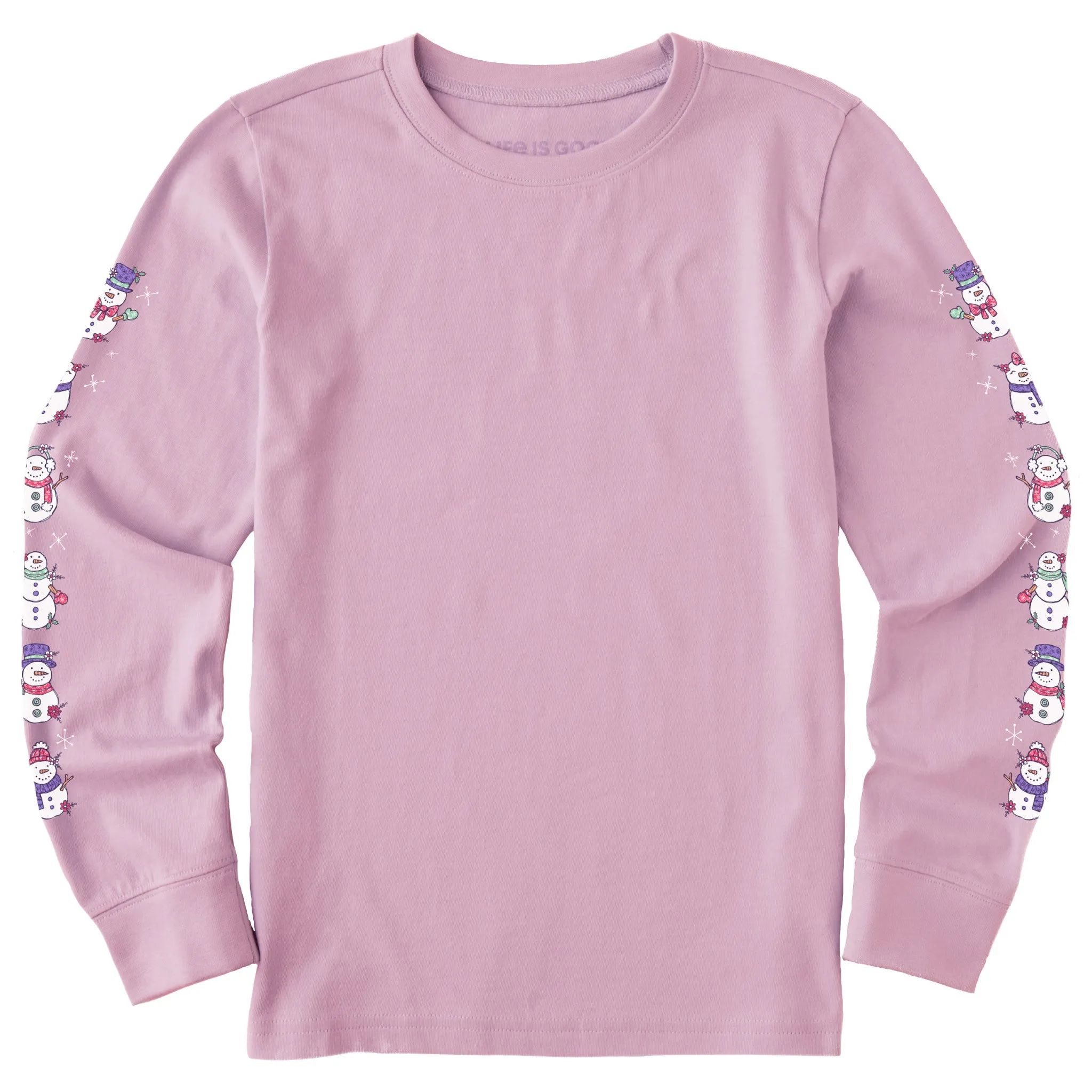 Kids Cute Snowmen Long Sleeve Crusher Tee Life is Good