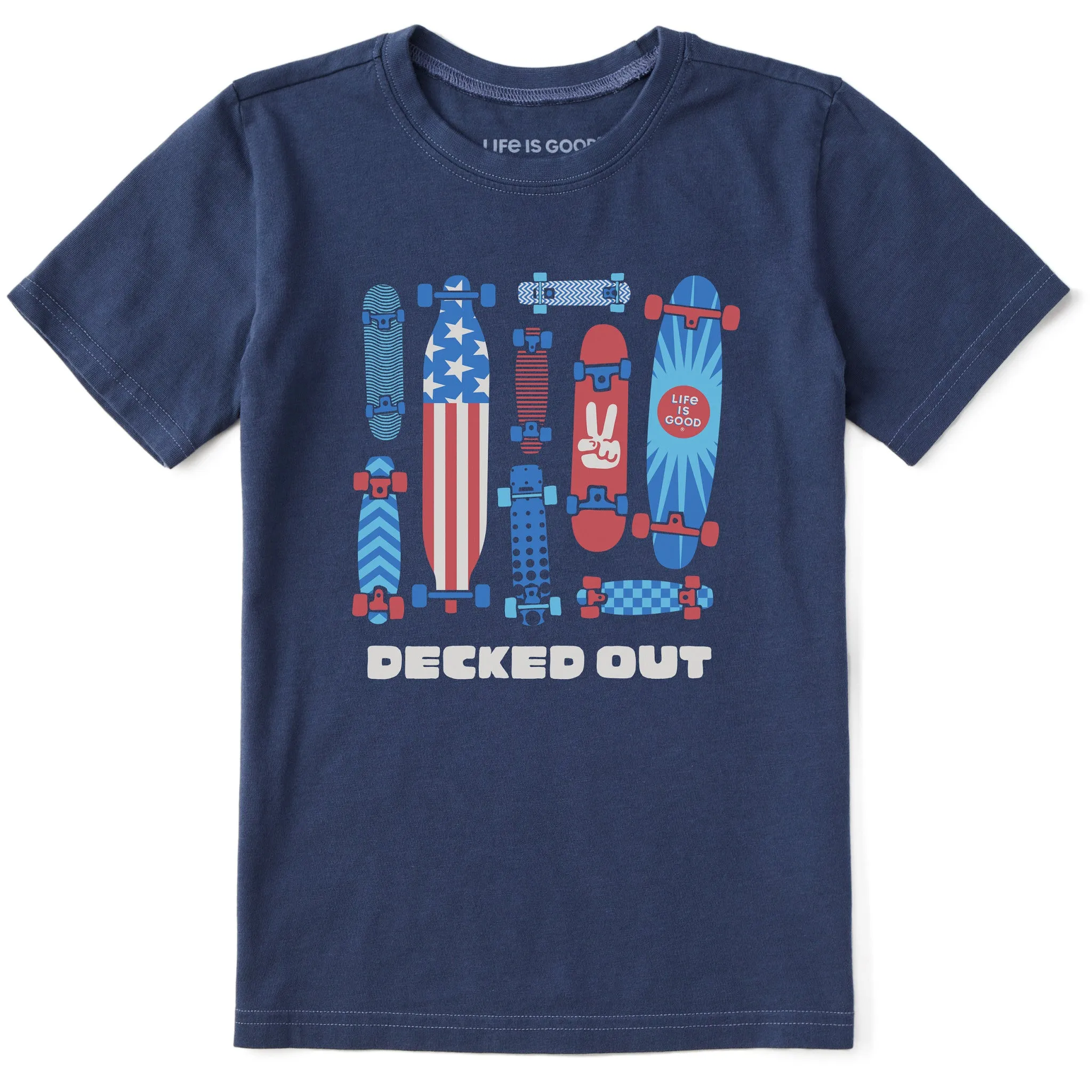 Kids Decked Out Skateboards Short Sleeve Crusher Tee Life is Good