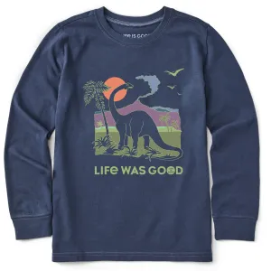 Kids Dinosaur Life was Good Long Sleeve Crusher Tee Life is Good