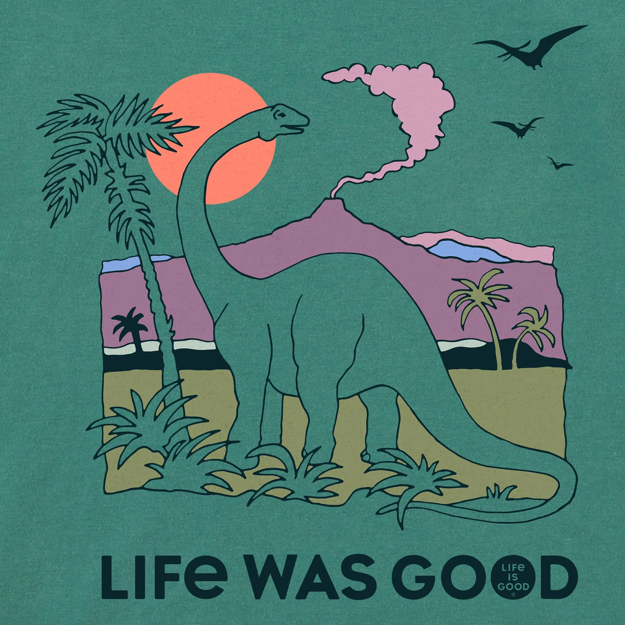 Kids Dinosaur Life was Good Long Sleeve Crusher Tee Life is Good