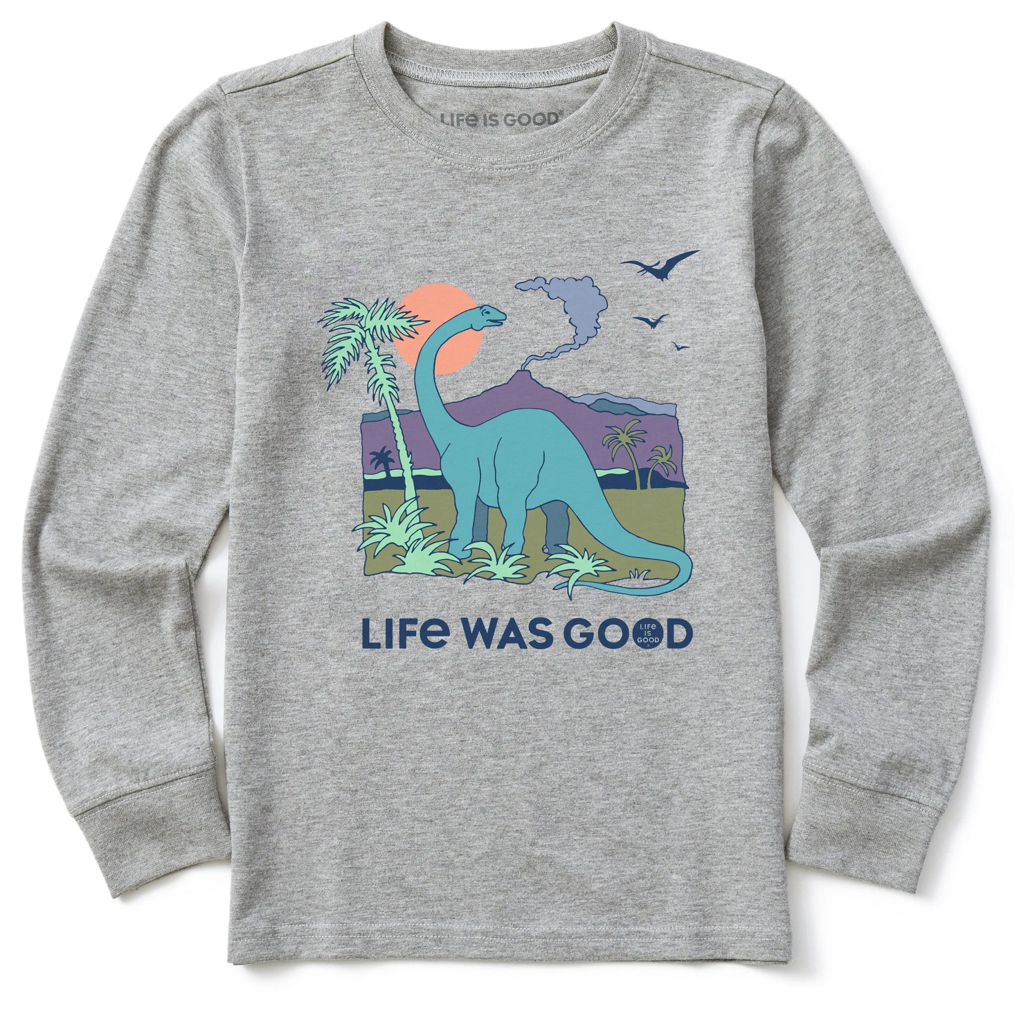 Kids Dinosaur Life was Good Long Sleeve Crusher Tee Life is Good