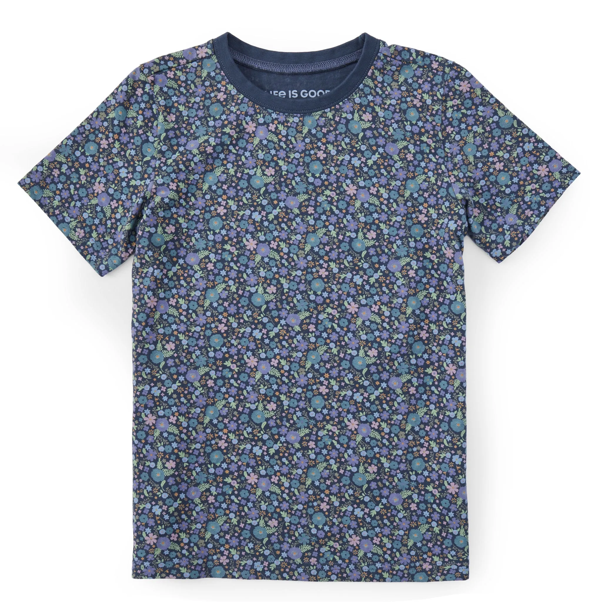 Kids Ditsy Floral Pattern Short Sleeve Crusher Tee Life is Good