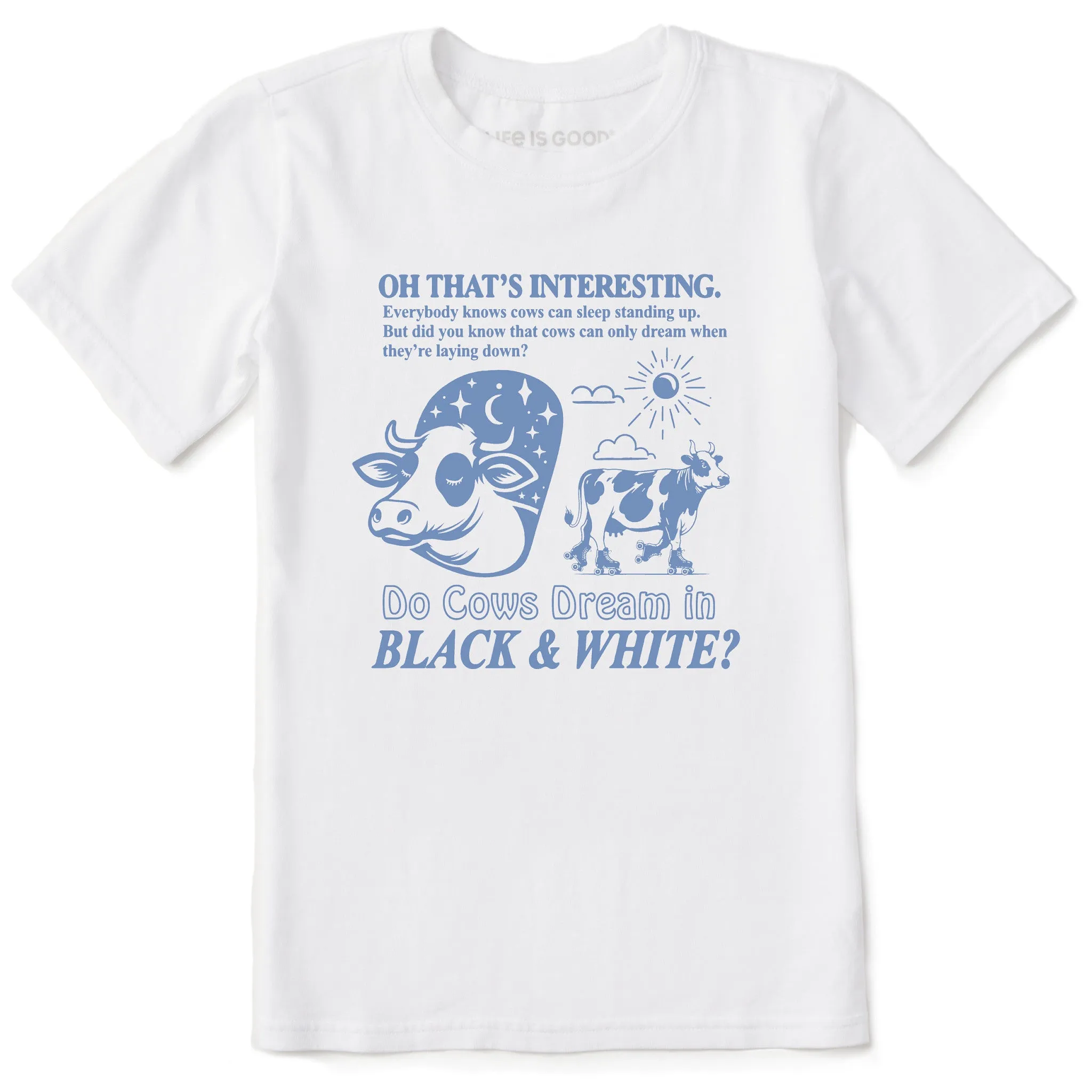 Kids Do Cows Dream in Black and White? Short Sleeve Crusher Tee Life is Good