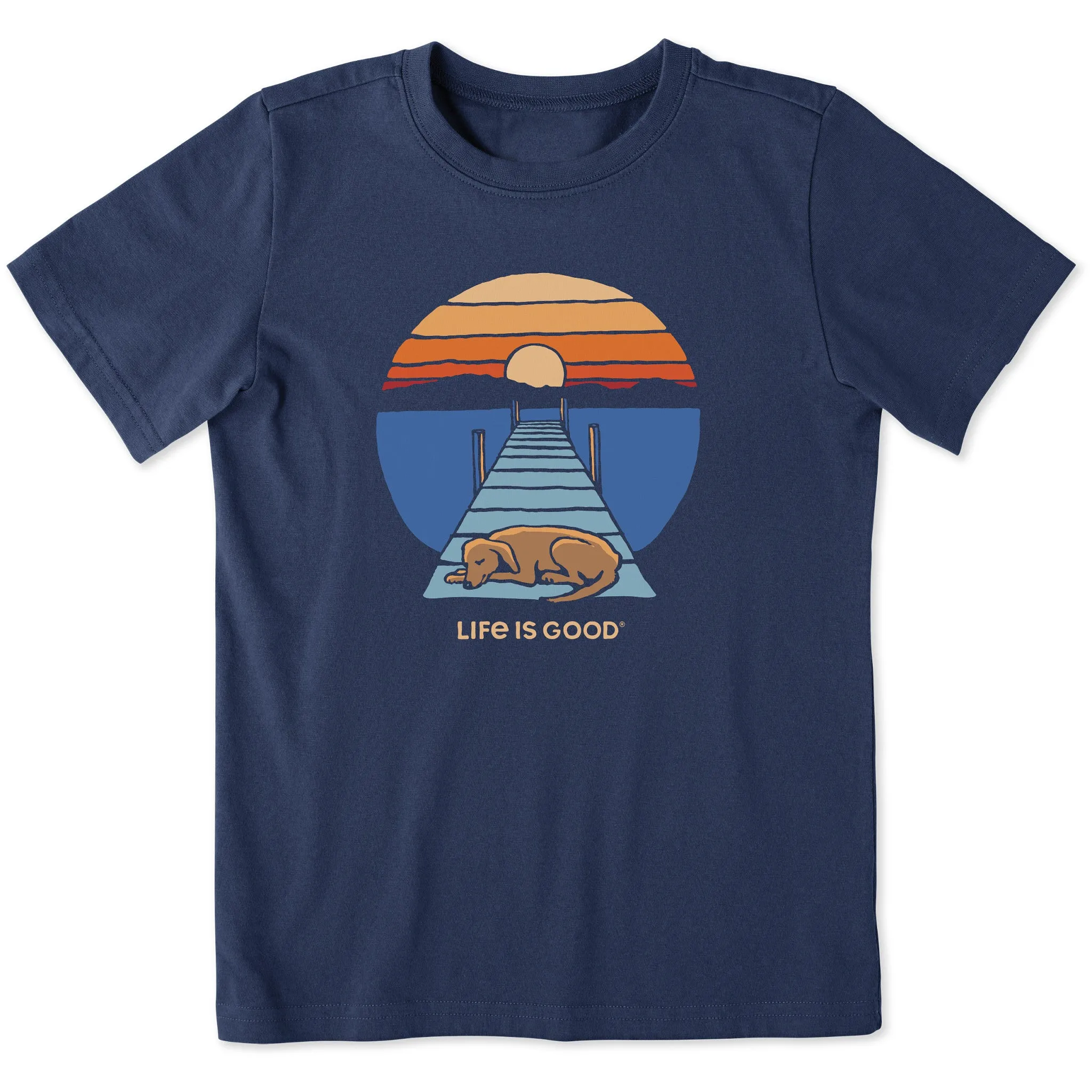 Kids Dock Dog Sunset Short Sleeve Crusher Tee Life is Good