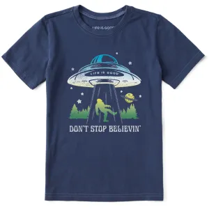 Kids Don't Stop Believin' Bigfoot Abduction Short Sleeve Crusher Tee Life is Good