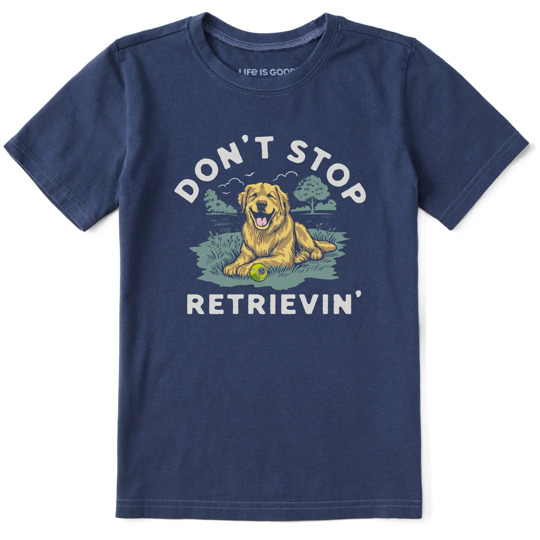 Kids Don't Stop Retrievin' Golden Short Sleeve Crusher Tee Life is Good