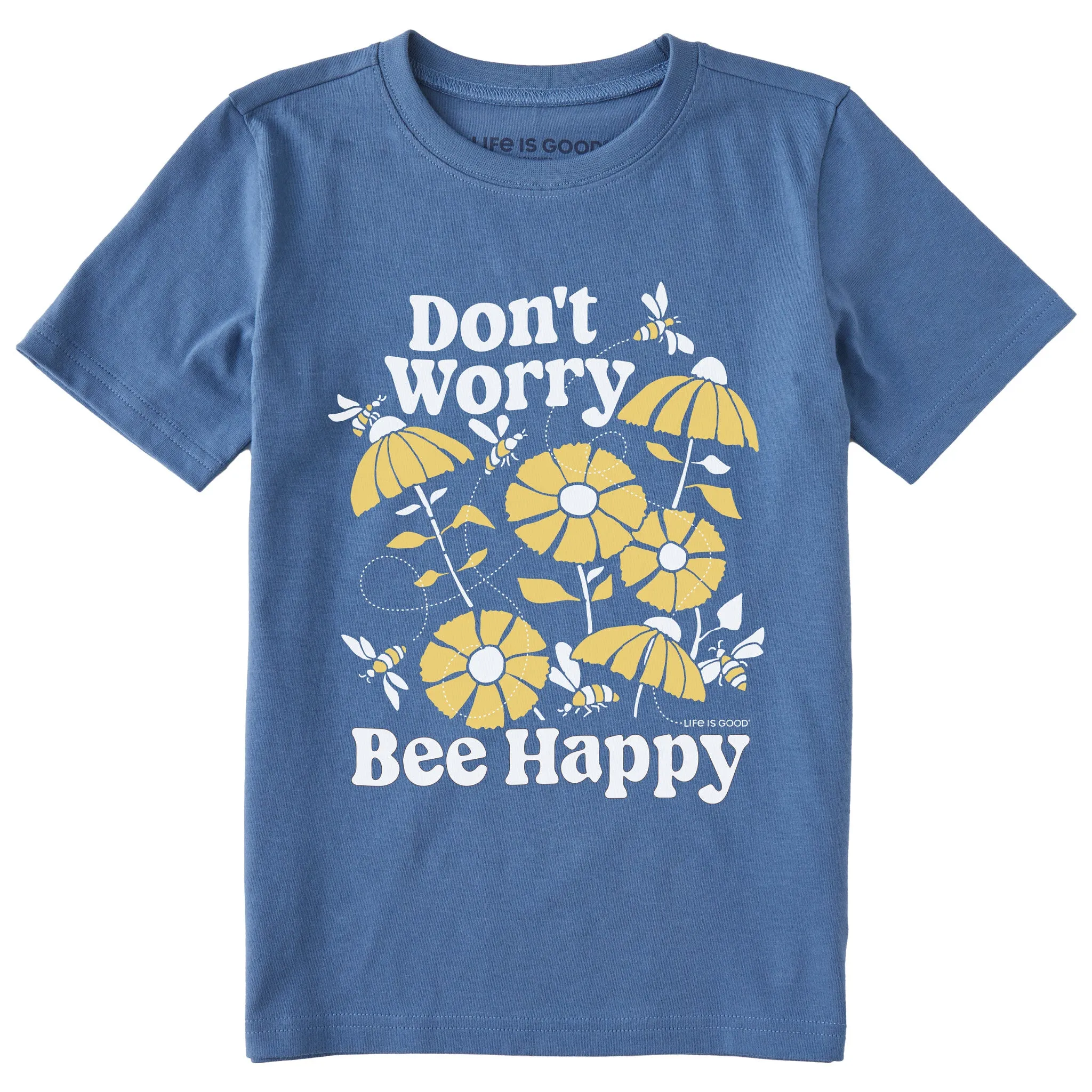 Kids Don't Worry Bee Happy Short Sleeve Crusher Tee Life is Good