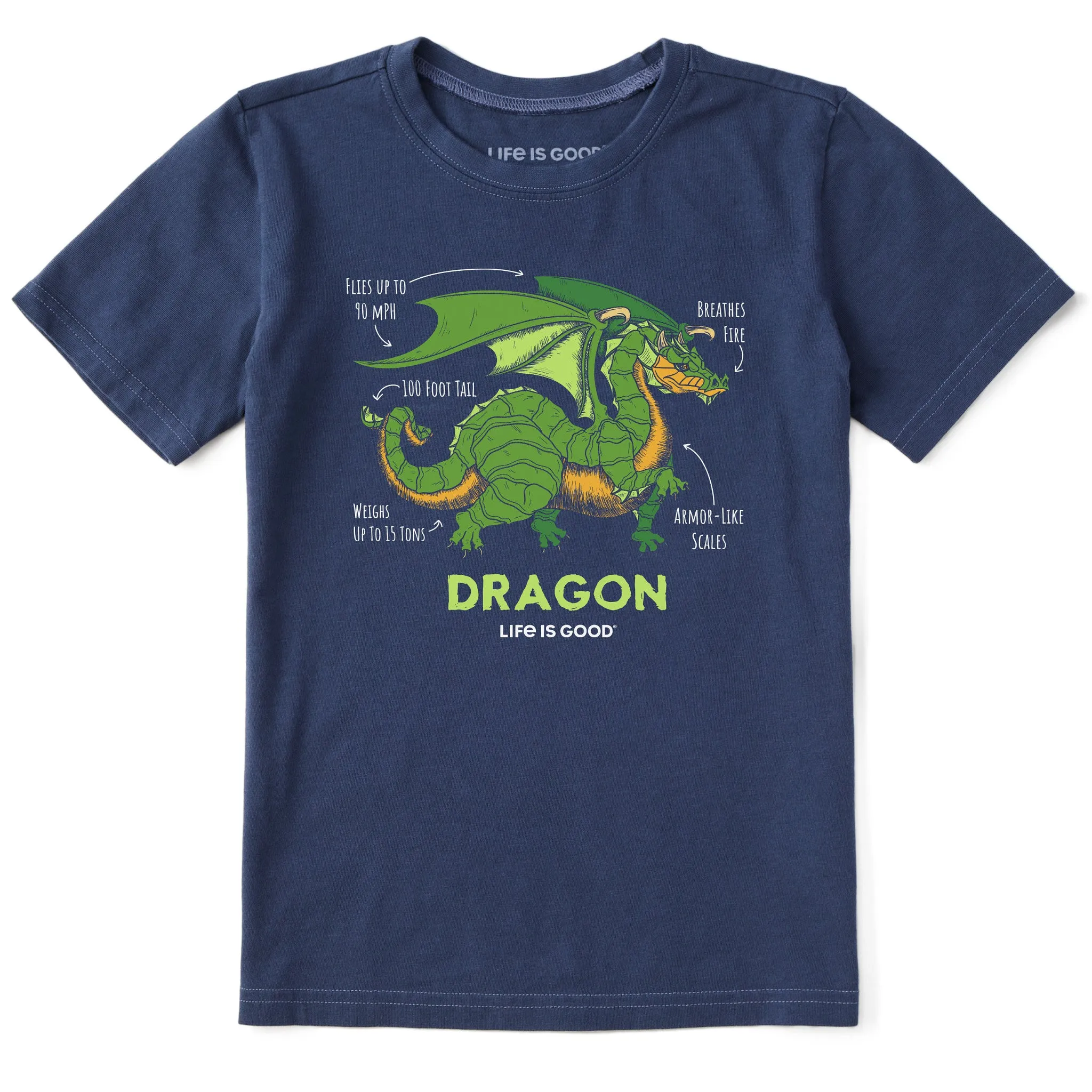 Kids Dragon Facts Short Sleeve Crusher Tee Life is Good