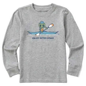Kids Enjoy Outer Space Kayak Long Sleeve Crusher Tee Life is Good