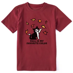 Kids Fall is My Favorite Color of Cat Short Sleeve Crusher Tee Life is Good