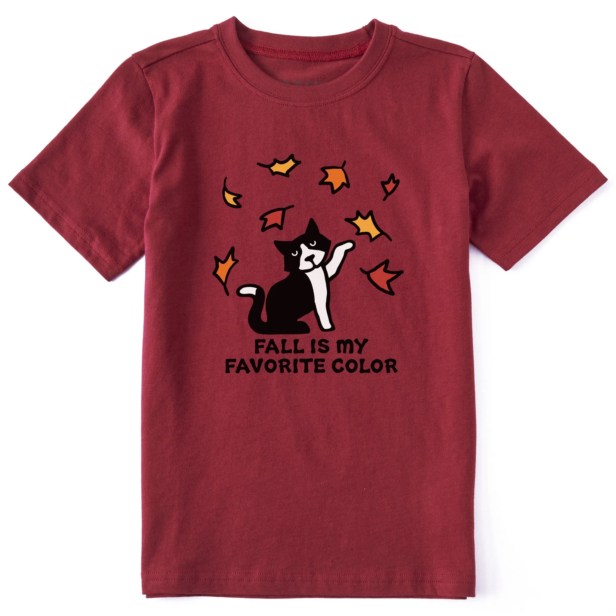 Kids Fall is My Favorite Color of Cat Short Sleeve Crusher Tee Life is Good