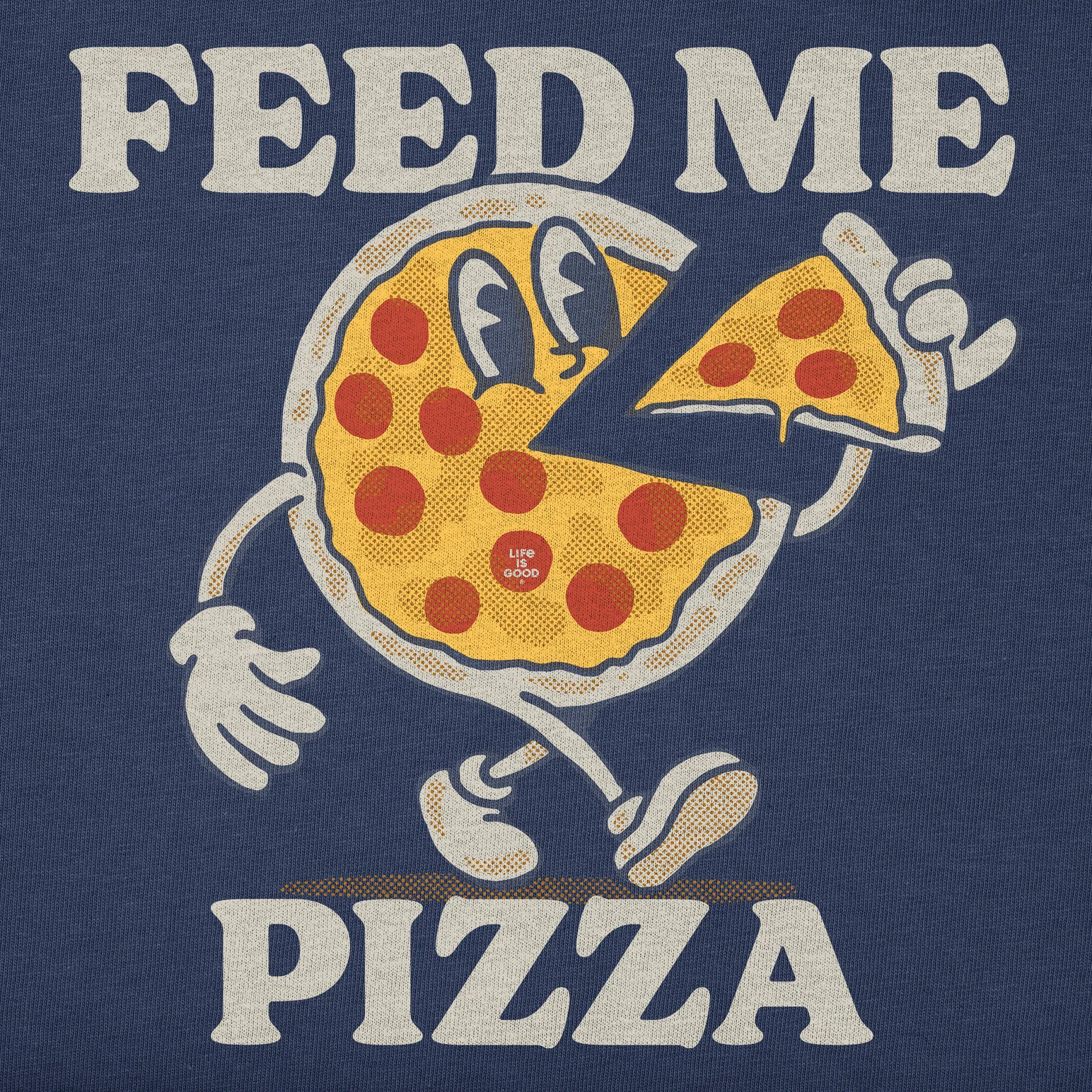 Kids Feed Me Pizza Short Sleeve Crusher Tee Life is Good