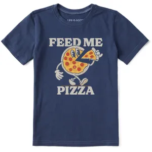 Kids Feed Me Pizza Short Sleeve Crusher Tee Life is Good