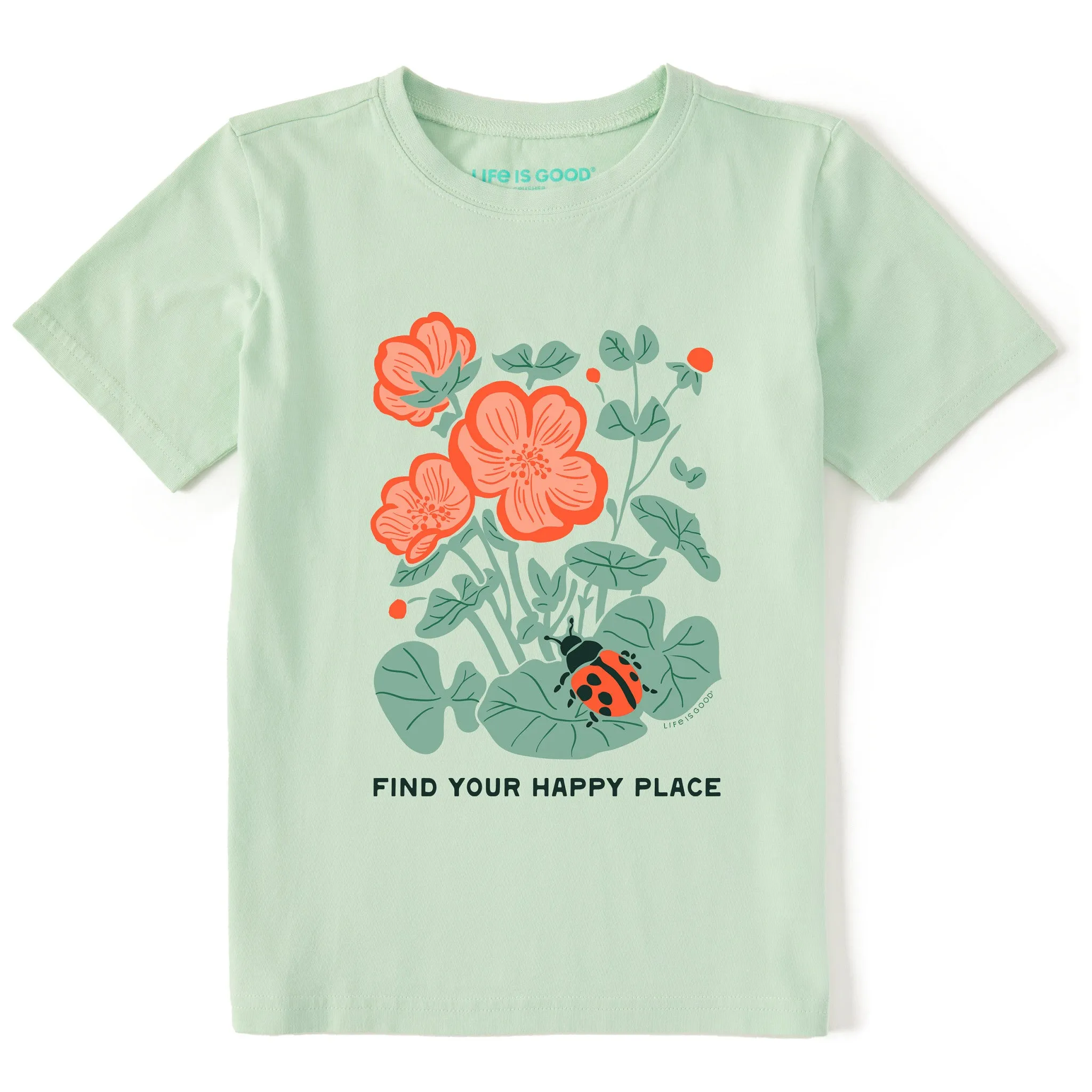 Kids Find Your Happy Place Ladybug Short Sleeve Crusher Tee Life is Good