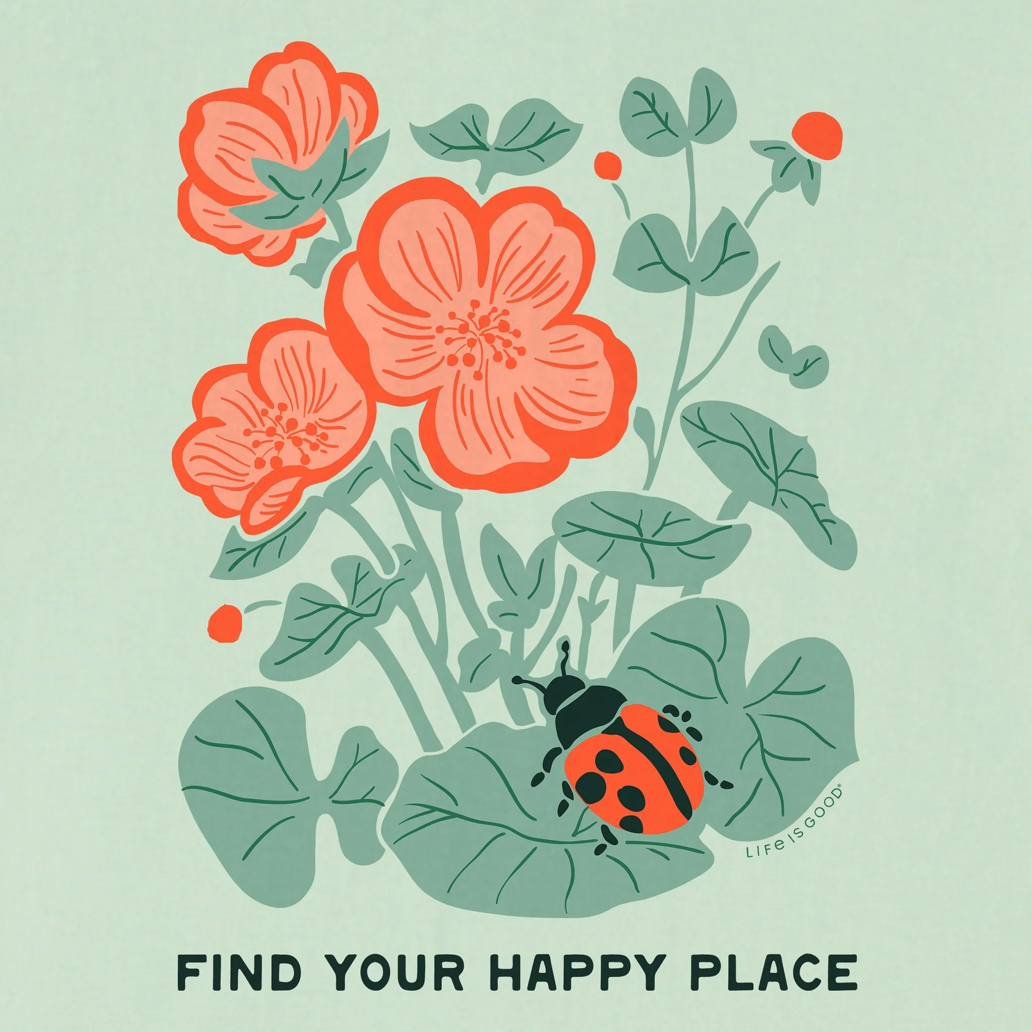 Kids Find Your Happy Place Ladybug Short Sleeve Crusher Tee Life is Good