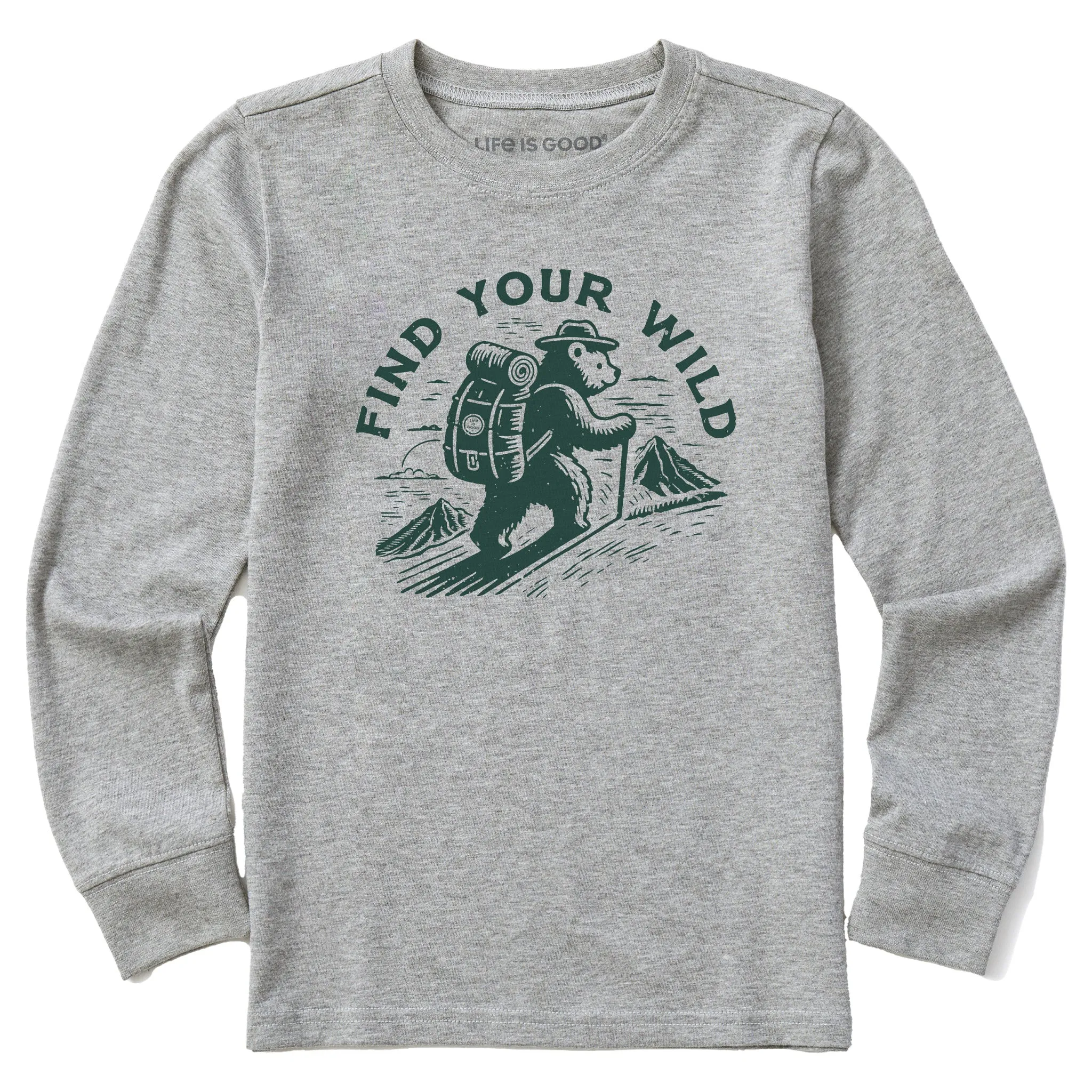 Kids Find Your Wild Bear Long Sleeve Crusher Tee Life is Good