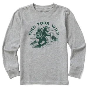 Kids Find Your Wild Bear Long Sleeve Crusher Tee Life is Good