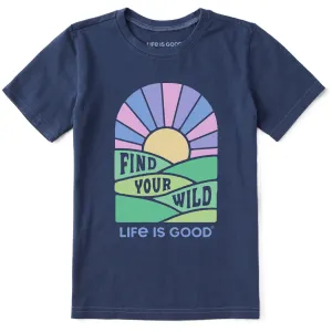 Kids Find Your Wild Sunset Short Sleeve Crusher Tee Life is Good