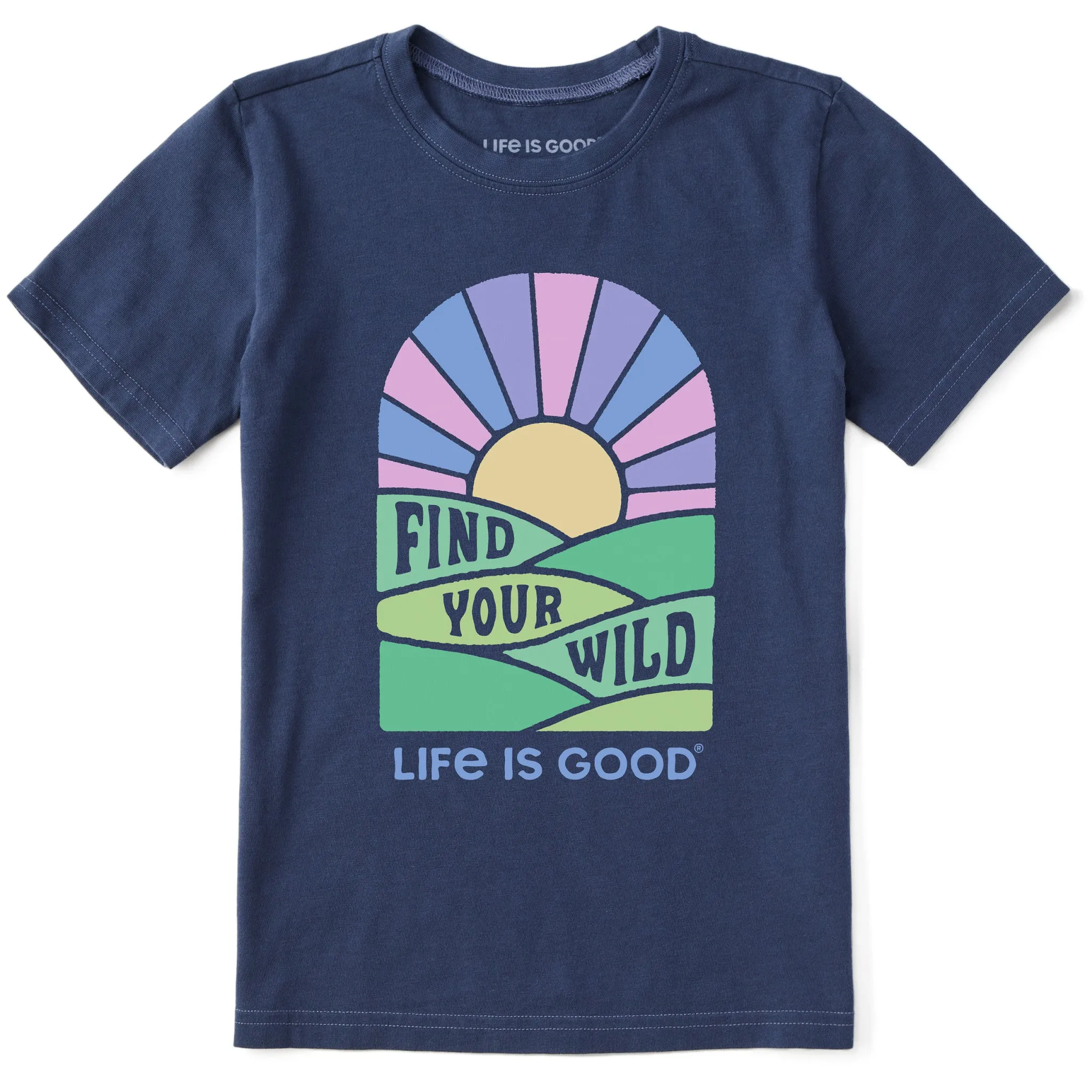 Kids Find Your Wild Sunset Short Sleeve Crusher Tee Life is Good