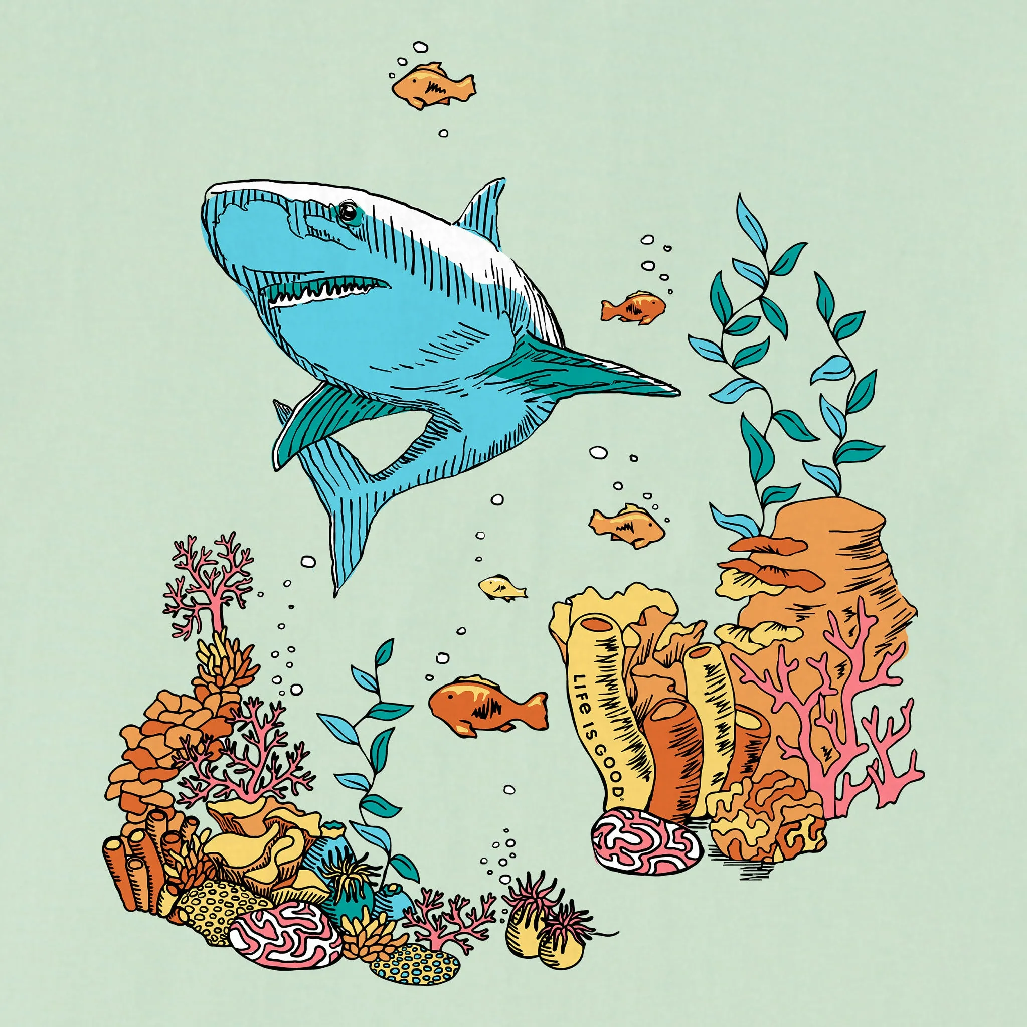 Kids Fineline Sharkscape Short Sleeve Crusher Tee Life is Good