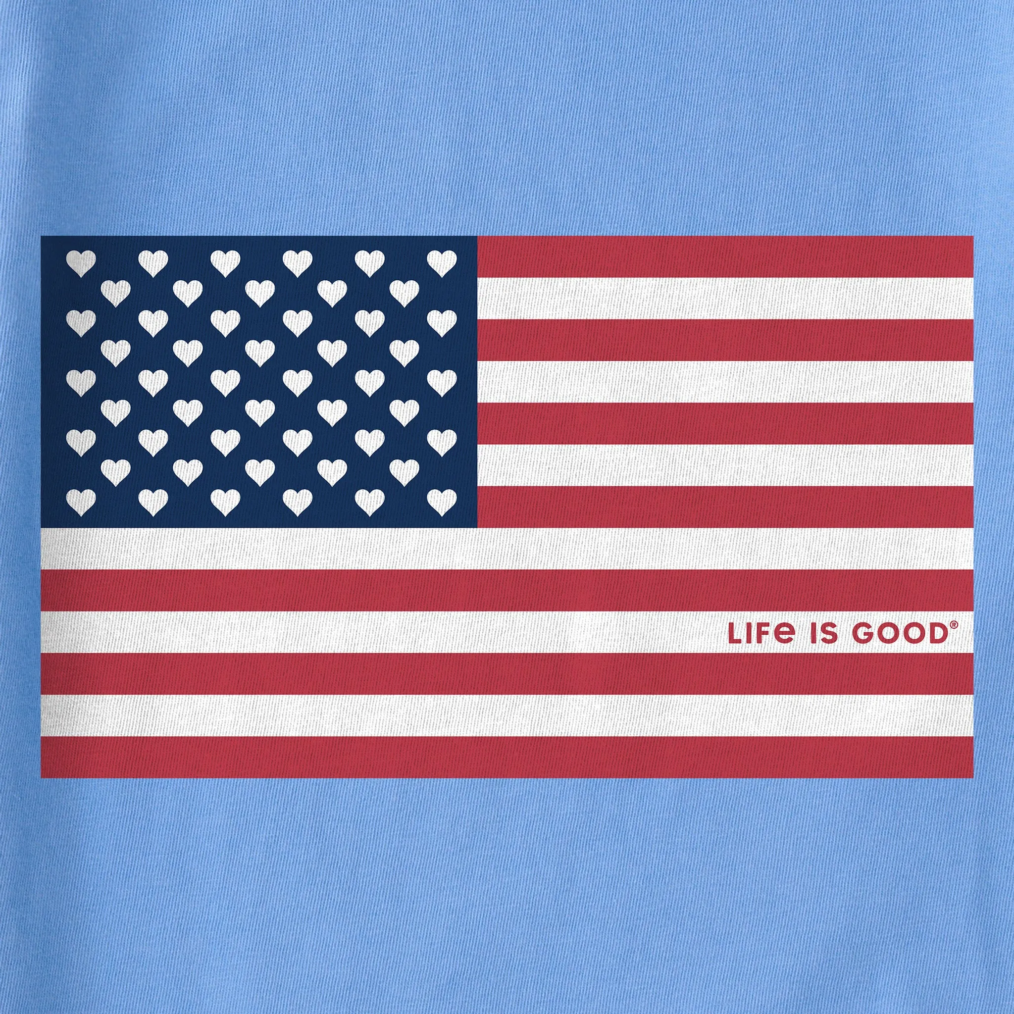 Kids Flag Hearts Short Sleeve Crusher Tee Life is Good