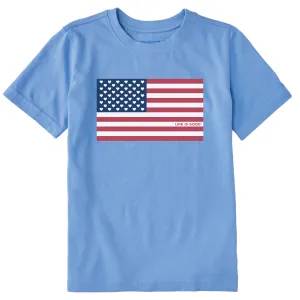 Kids Flag Hearts Short Sleeve Crusher Tee Life is Good