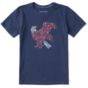 Kids Floral Bald Eagle Short Sleeve Crusher Tee Life is Good