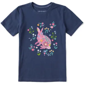 Kids Floral Bunny Short Sleeve Crusher Tee Life is Good