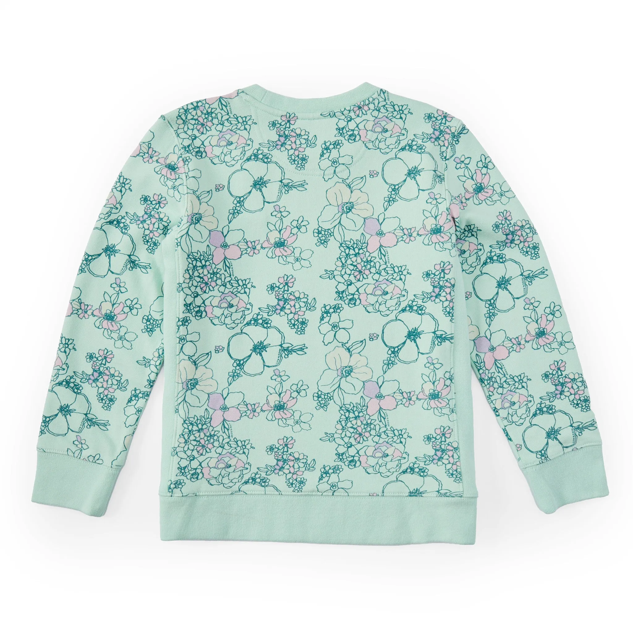 Kids Floral Garden Pattern Simply True Fleece Crew Life is Good