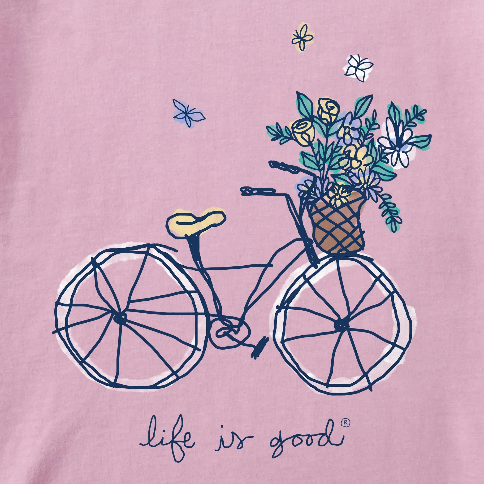 Kids Flower Basket Bike Short Sleeve Crusher Tee Life is Good