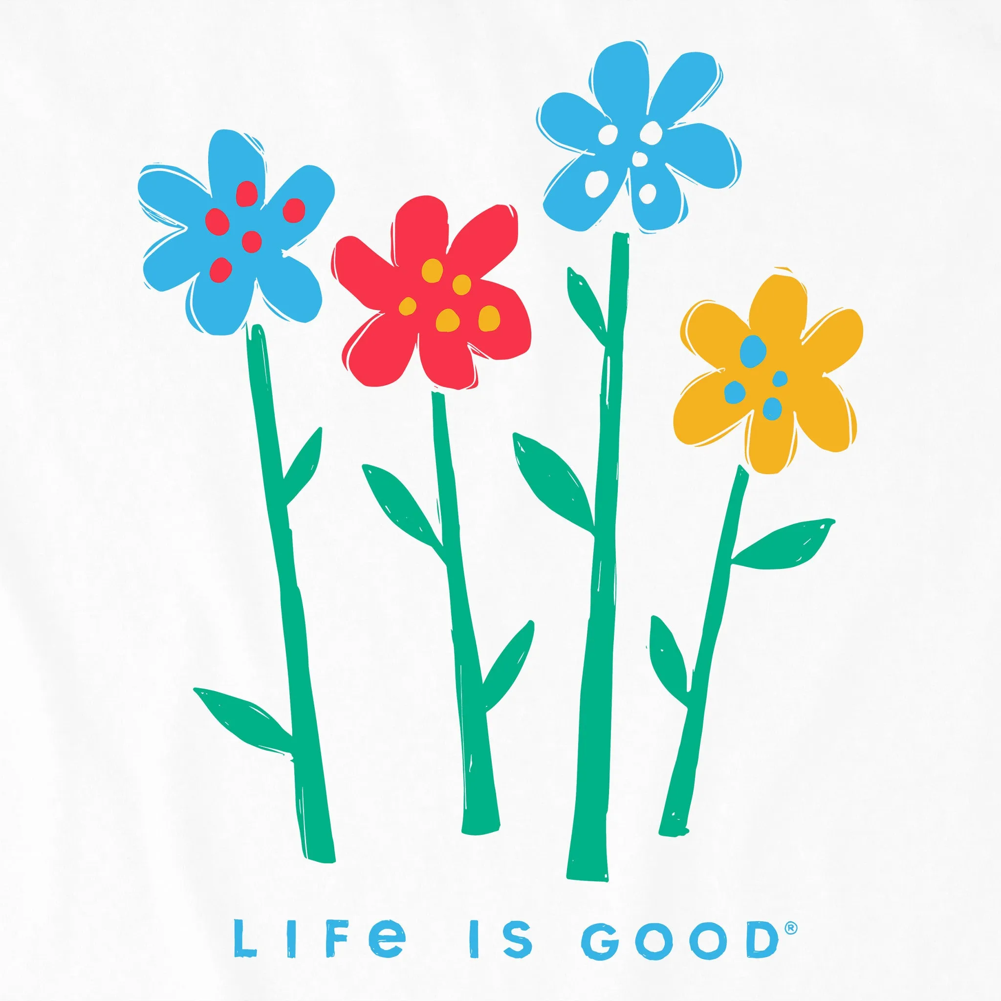 Kids Four Flowers in a Row Short Sleeve Crusher Tee Life is Good