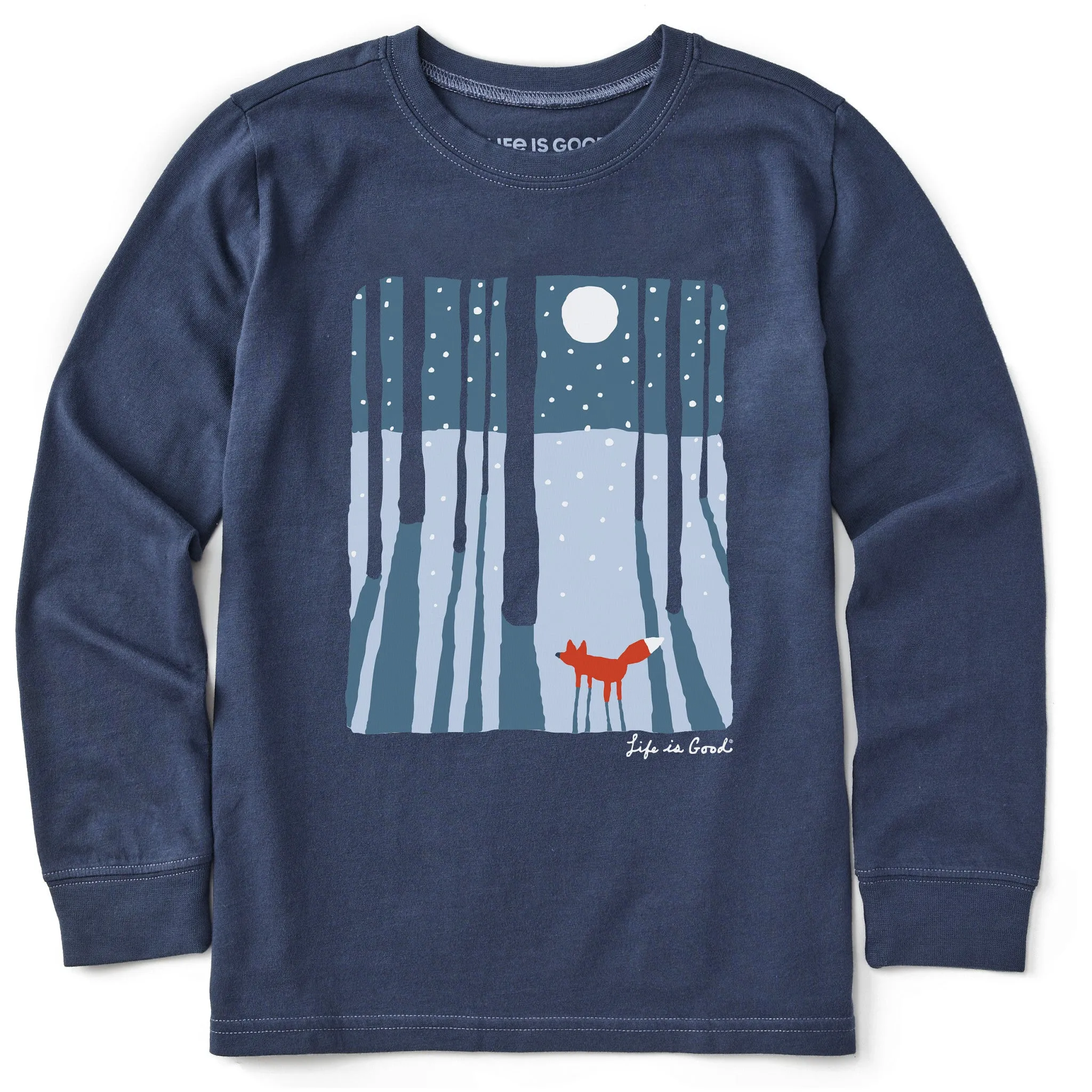 Kids Fox in the Moonlight Long Sleeve Crusher Tee Life is Good