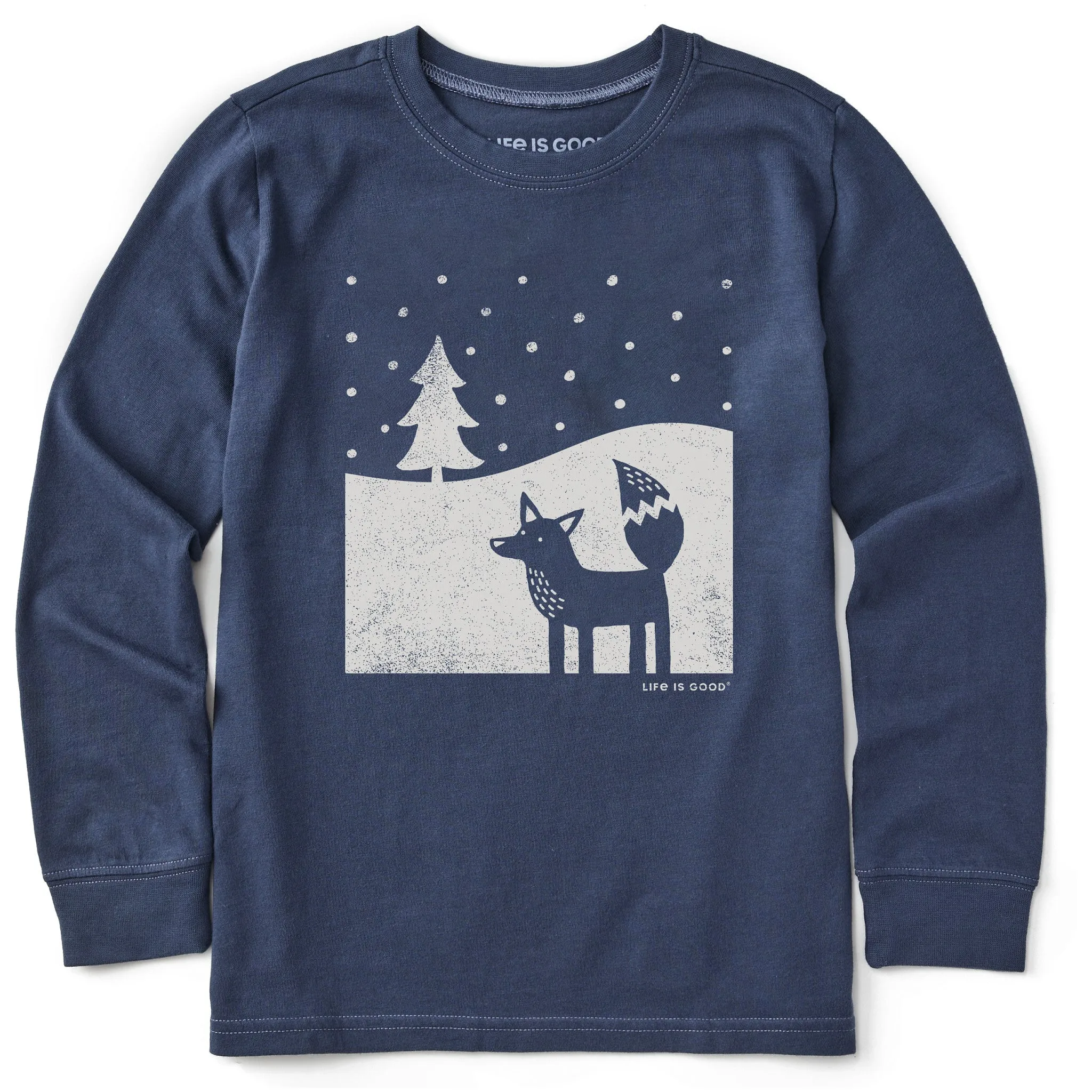 Kids Fox in Winter Long Sleeve Crusher Tee Life is Good