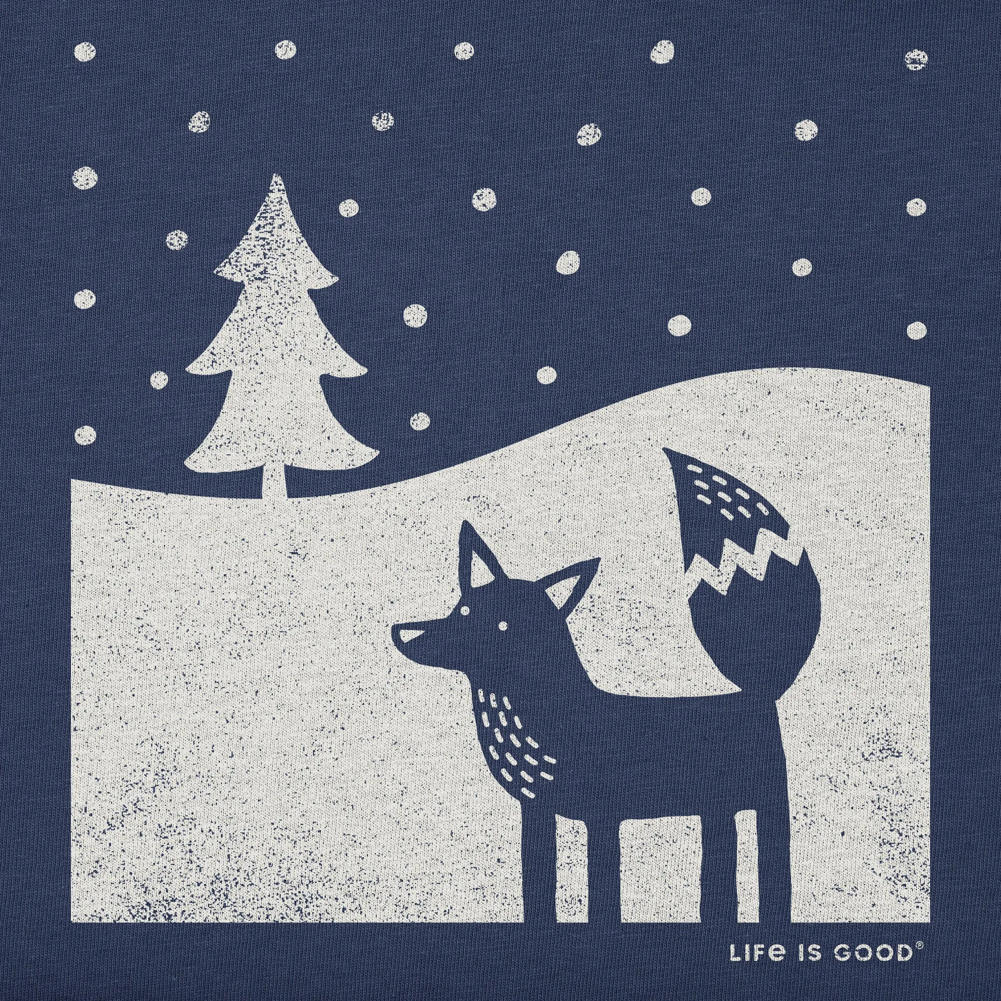 Kids Fox in Winter Long Sleeve Crusher Tee Life is Good