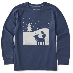 Kids Fox in Winter Long Sleeve Crusher Tee Life is Good