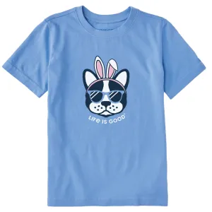 Kids Frenchie Bunny Ears Short Sleeve Crusher Tee Life is Good