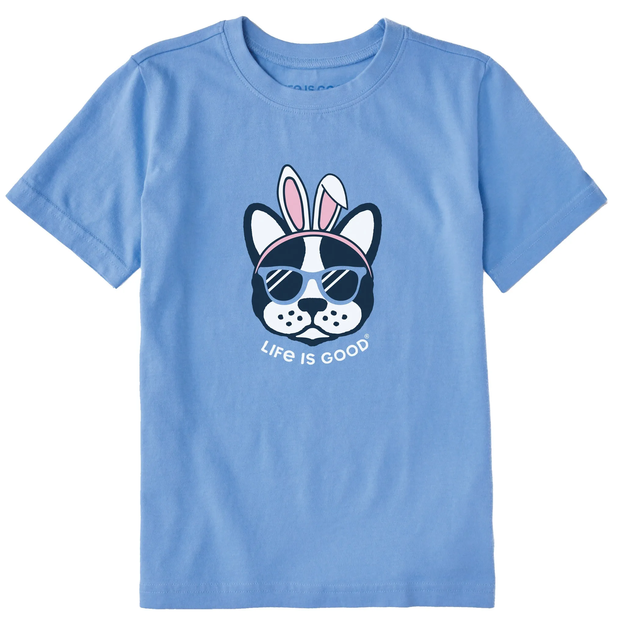 Kids Frenchie Bunny Ears Short Sleeve Crusher Tee Life is Good